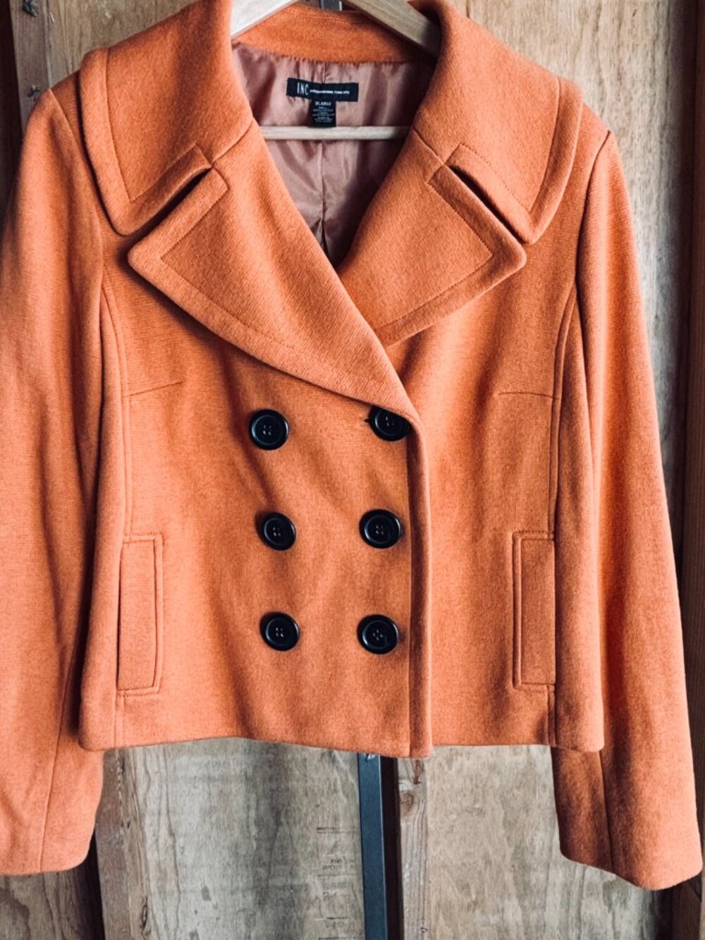 INC International Concepts Vibrant Orange Double-Breasted Peacoat size XL